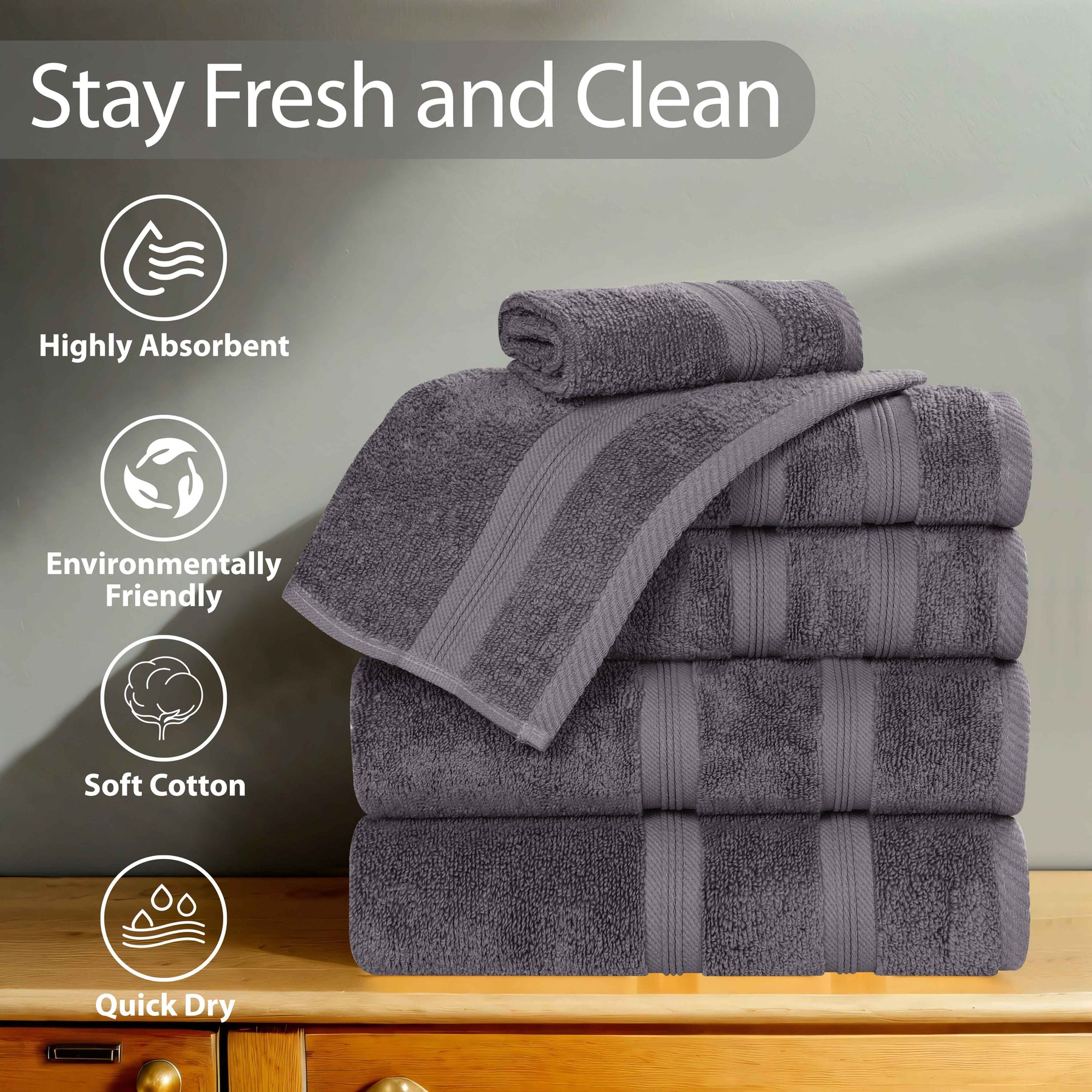 Smart Dry Zero Twist Cotton Medium Weight 12 Piece Assorted Towel Set