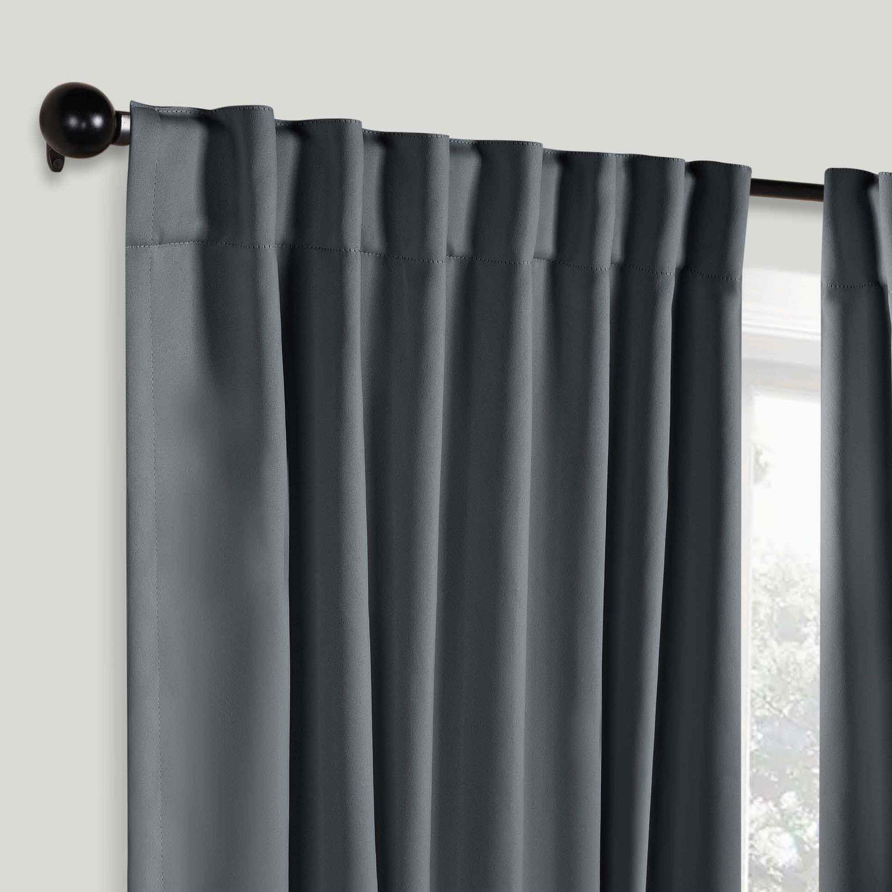 Solid Room Darkening Blackout Curtain Panels, Back Tabs, Set of 2 - Gray