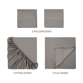 Egyptian Cotton 300 Thread Count Solid Deep Pocket Bed Sheet Set - Gray