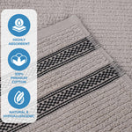 Brea Zero Twist Cotton Ribbed Geometric Border 9 Piece Towel Set - Towel Set by Superior