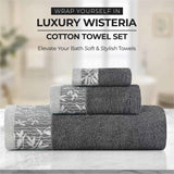 Wisteria Cotton Medium Weight Floral Jacquard 12 Piece Towel Set - Towel Set by Superior