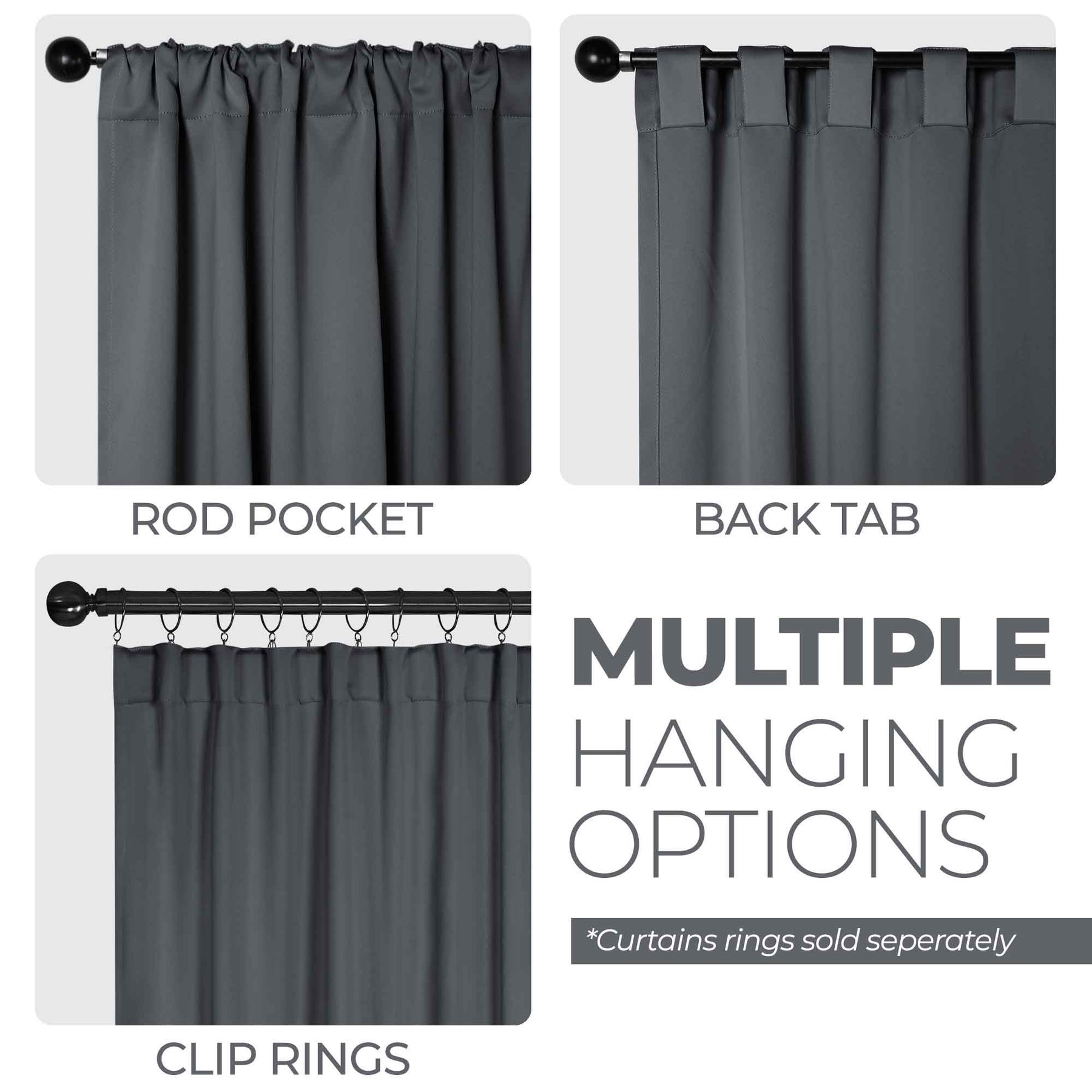 Solid Room Darkening Blackout Curtain Panels, Back Tabs, Set of 2