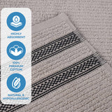 Brea Zero Twist Cotton Ribbed Geometric Border Face Towel Set of 12 - Face Towel by Superior