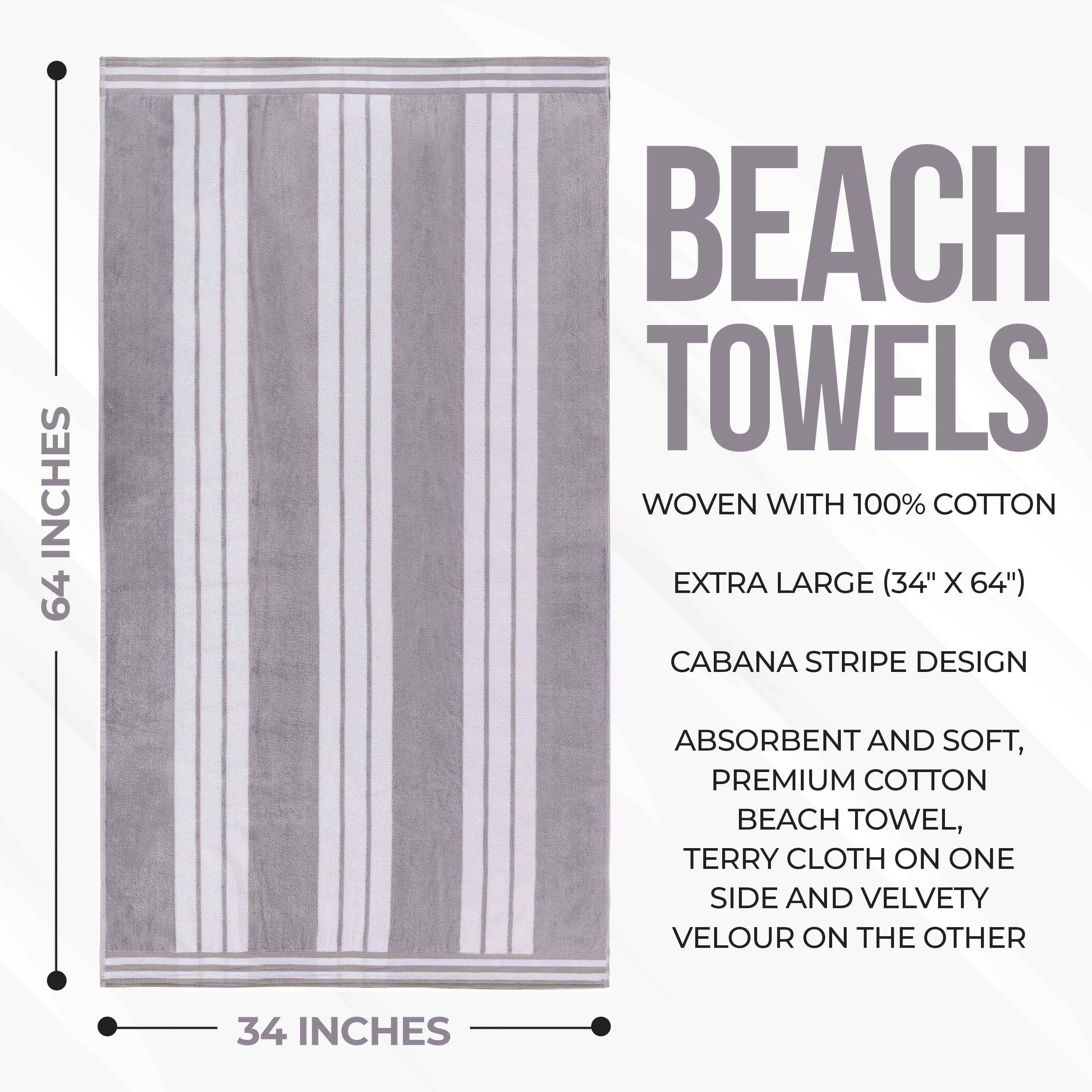 Striped Extra Large Oversized Absorbent Quick Dry Cotton Beach Towel - Beach Towel by Superior