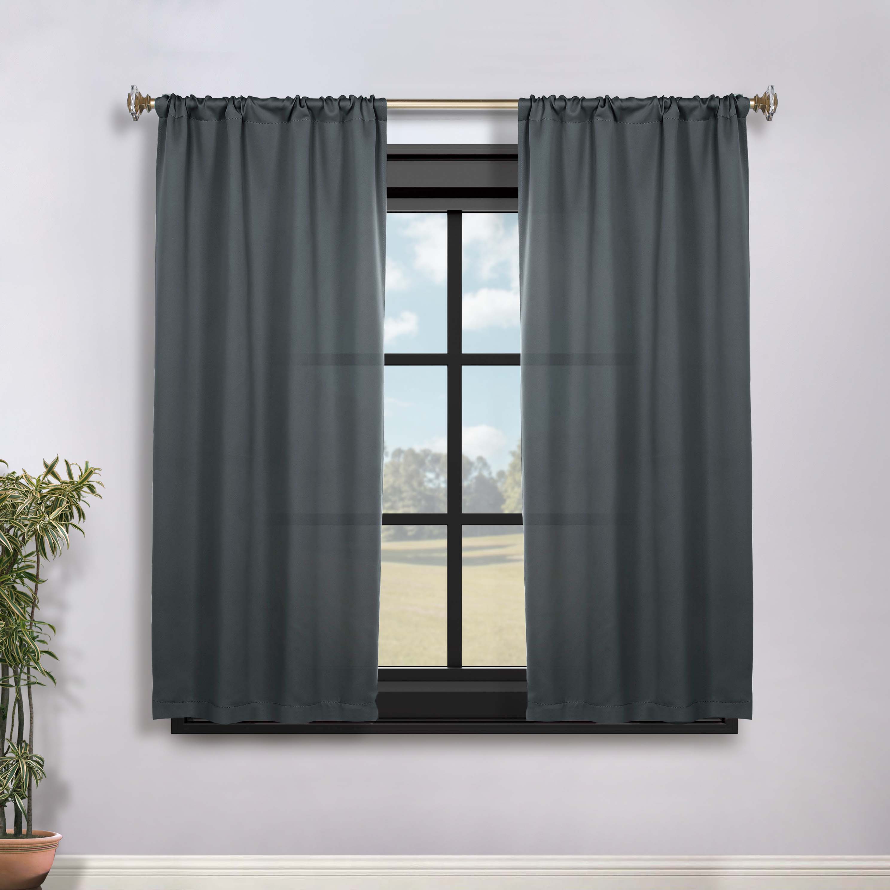 Solid Room Darkening Rod Pocket Blackout Curtain Panels, Set of 2 - Blackout Curtains by Superior