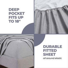 Melange Flannel Cotton Two-Toned Deep Pocket Warm Sheet Set