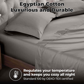 Egyptian Cotton 300 Thread Count Solid Deep Pocket Bed Sheet Set - Gray