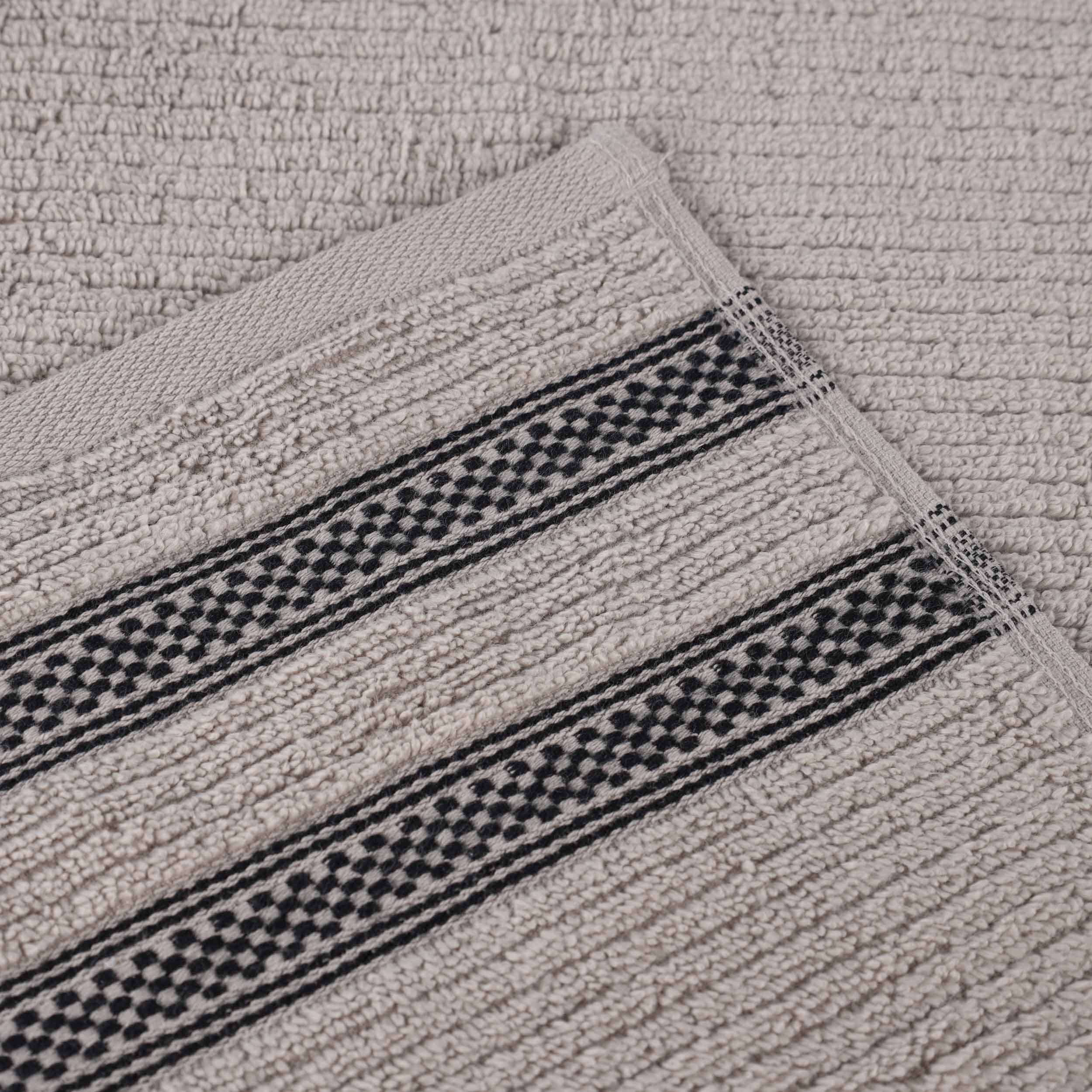 Brea Zero Twist Cotton Ribbed Geometric Border Face Towel Set of 12 - Face Towel by Superior