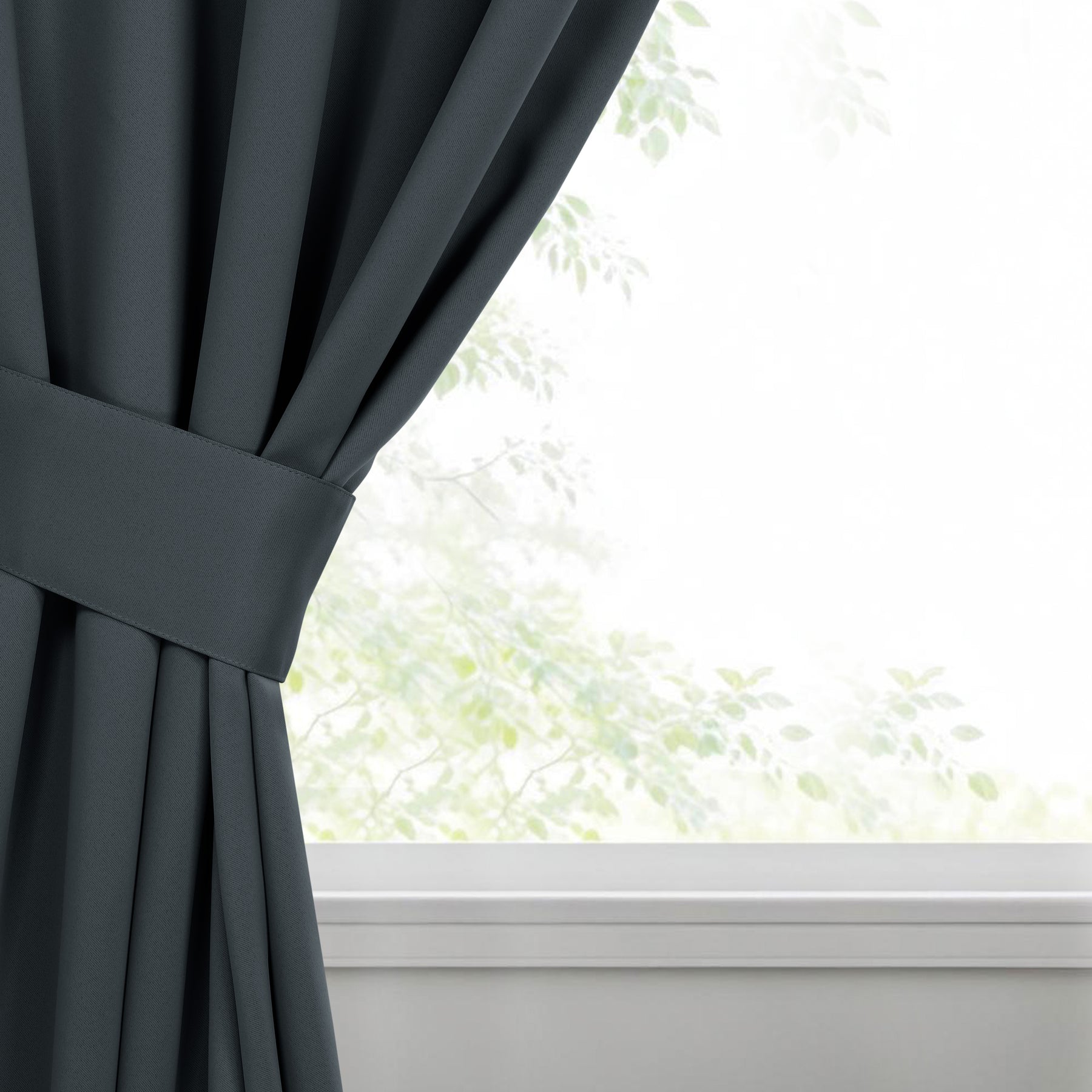 Classic Modern Solid Room Darkening Blackout Curtain Panels, Set of 2 - Gray