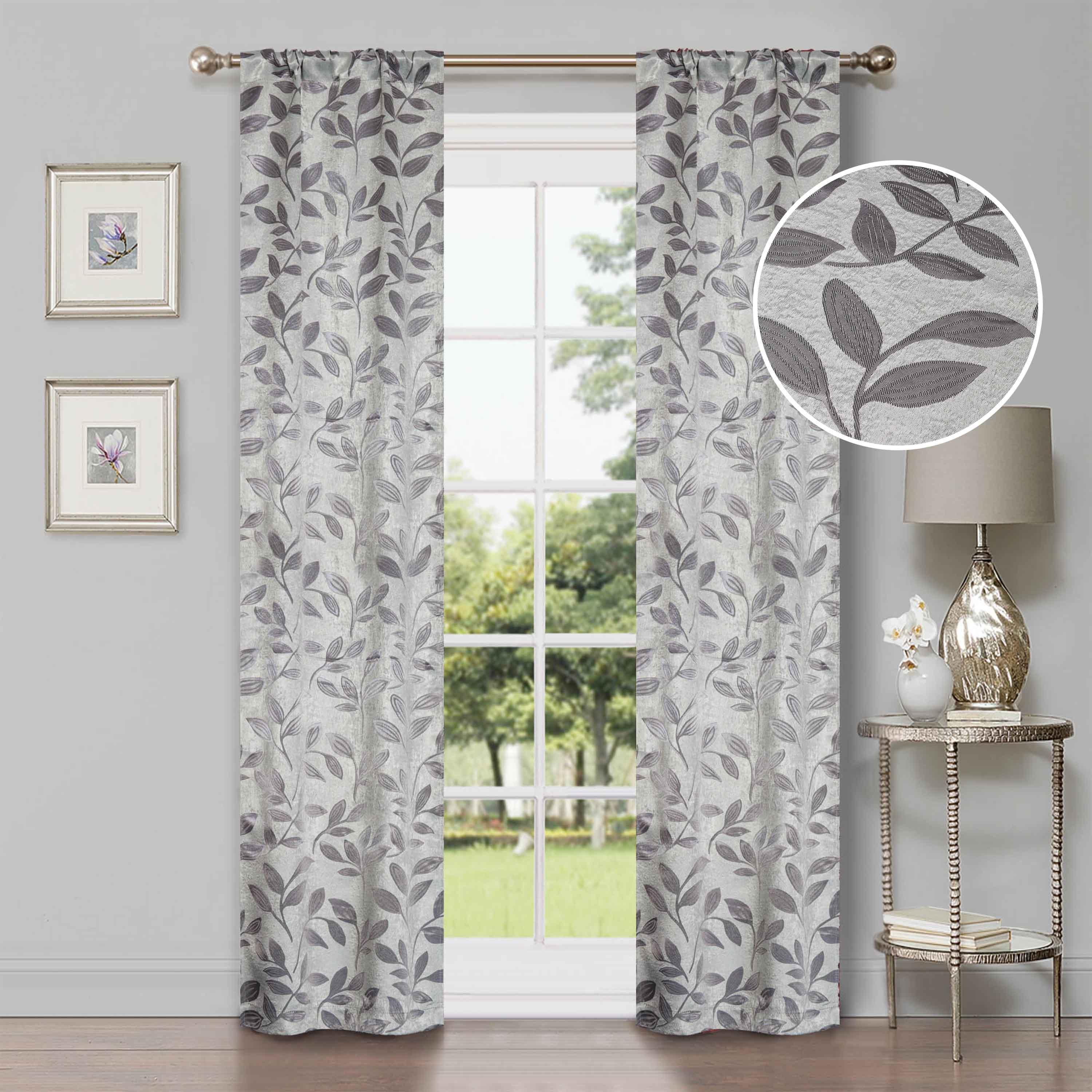 Leaves Machine Washable Room Darkening Blackout Curtains, Set of 2 - Blackout Curtains by Superior