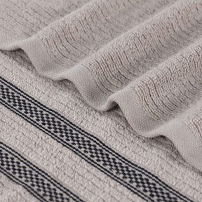 Brea Zero Twist Cotton Ribbed Geometric Border Bath Towel Set of 3