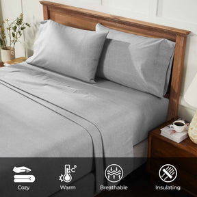 Melange Flannel Cotton Two-Toned Deep Pocket Warm Sheet Set