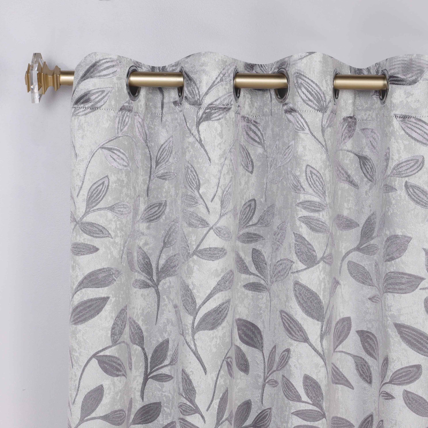 Leaves Room Darkening Washable Blackout Curtain Panels, Set of 2 - Gray