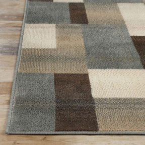 Clifton Geometric Color Block Plush Indoor Area Rug or Runner Rug - Gray