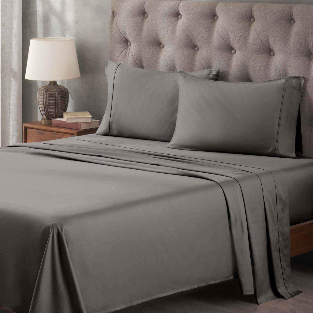 Egyptian Cotton 400 Thread Count Solid Deep Pocket Bed Sheet Set - Gray