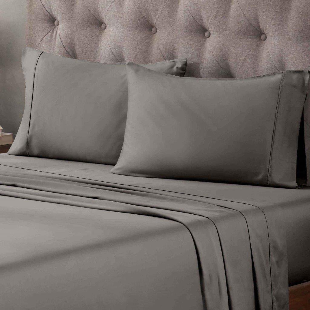 Egyptian Cotton 400 Thread Count Solid Deep Pocket Bed Sheet Set - Gray