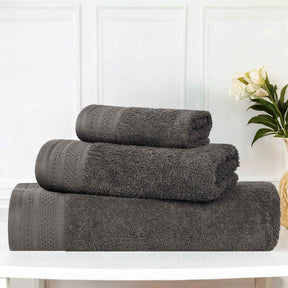 Honeycomb Textured Waffle Border Cotton 3 Piece Towel Set