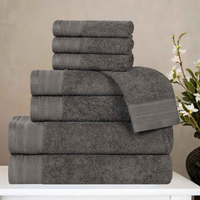 Honeycomb Textured Waffle Border Cotton 8 Piece Towel Set