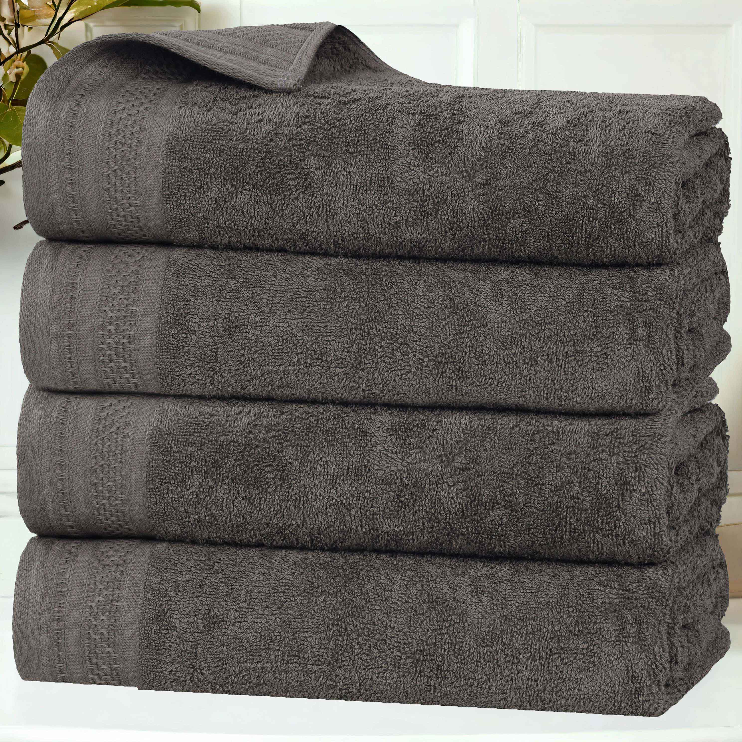 Honeycomb Textured Waffle Border Cotton Bath Towels, Set of 4 - Bath Towel by Superior