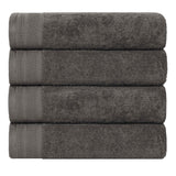 Honeycomb Textured Waffle Border Cotton Bath Towels, Set of 4 - Bath Towel by Superior