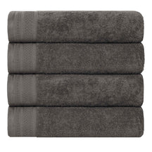 Honeycomb Textured Waffle Border Cotton Bath Towels, Set of 4