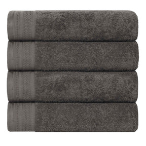 Honeycomb Textured Waffle Border Cotton Bath Towels, Set of 4