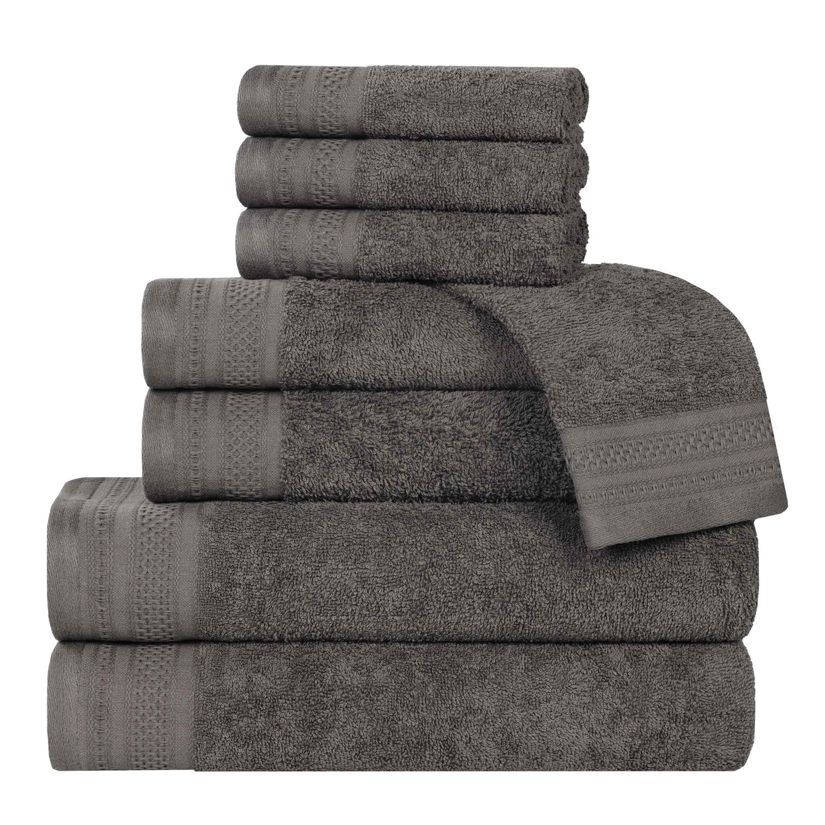 Honeycomb Textured Waffle Border Cotton 8 Piece Towel Set