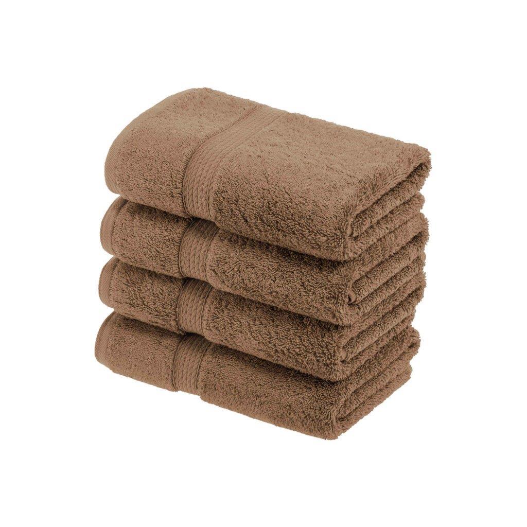 Egyptian Cotton Pile Absorbent Solid 4 Piece Hand Towel Set - Latte