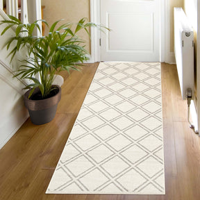 Hanleigh Modern Geometric Diamond Lattice Indoor Area Rug - Ivory