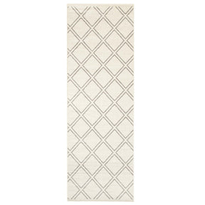 Hanleigh Modern Geometric Diamond Lattice Indoor Area Rug - Ivory