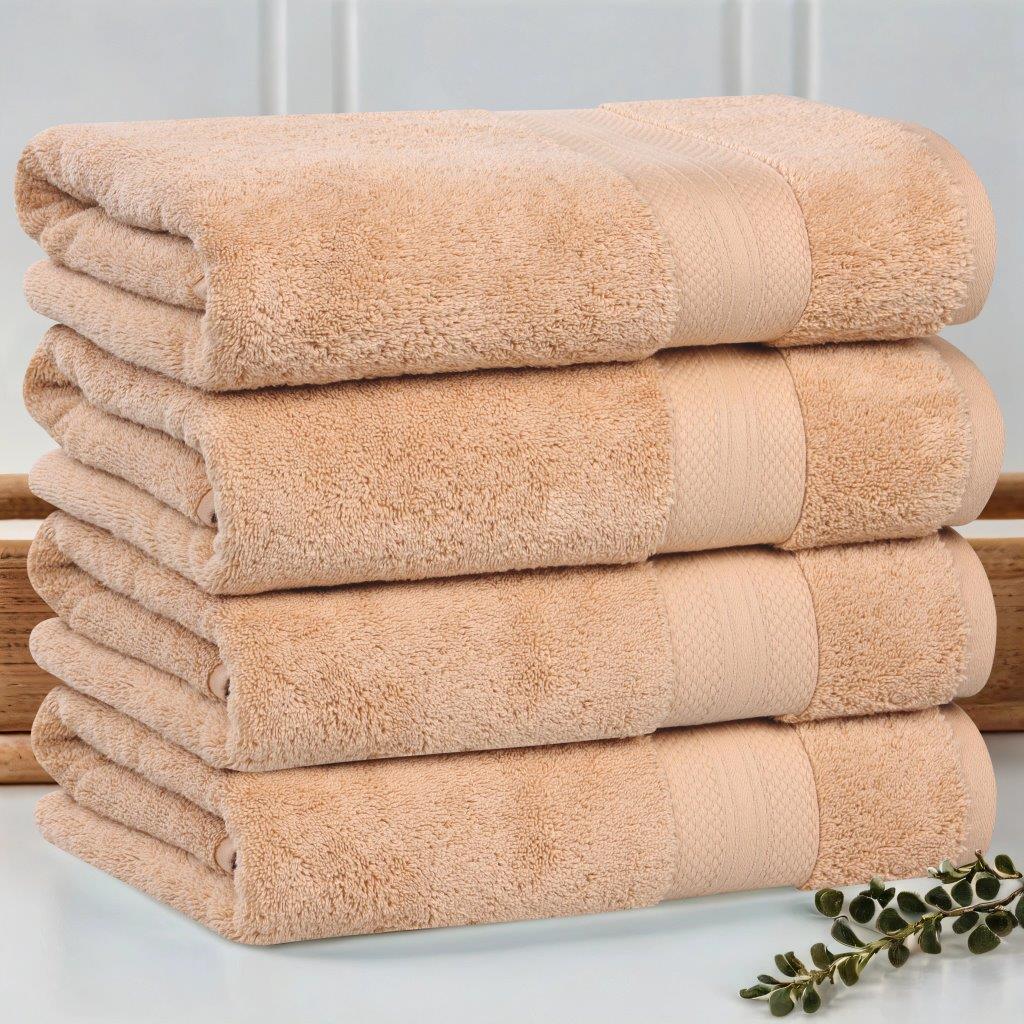 Aria Turkish Cotton Heavyweight Solid Absorbent Bath Towel Set of 4