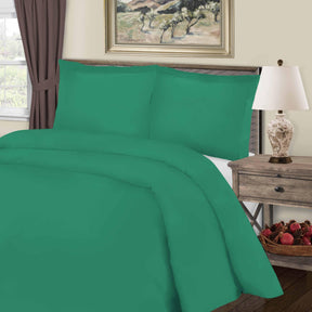 Cotton Blend 800 Thread Count Solid Duvet Cover Set - HunterGreen