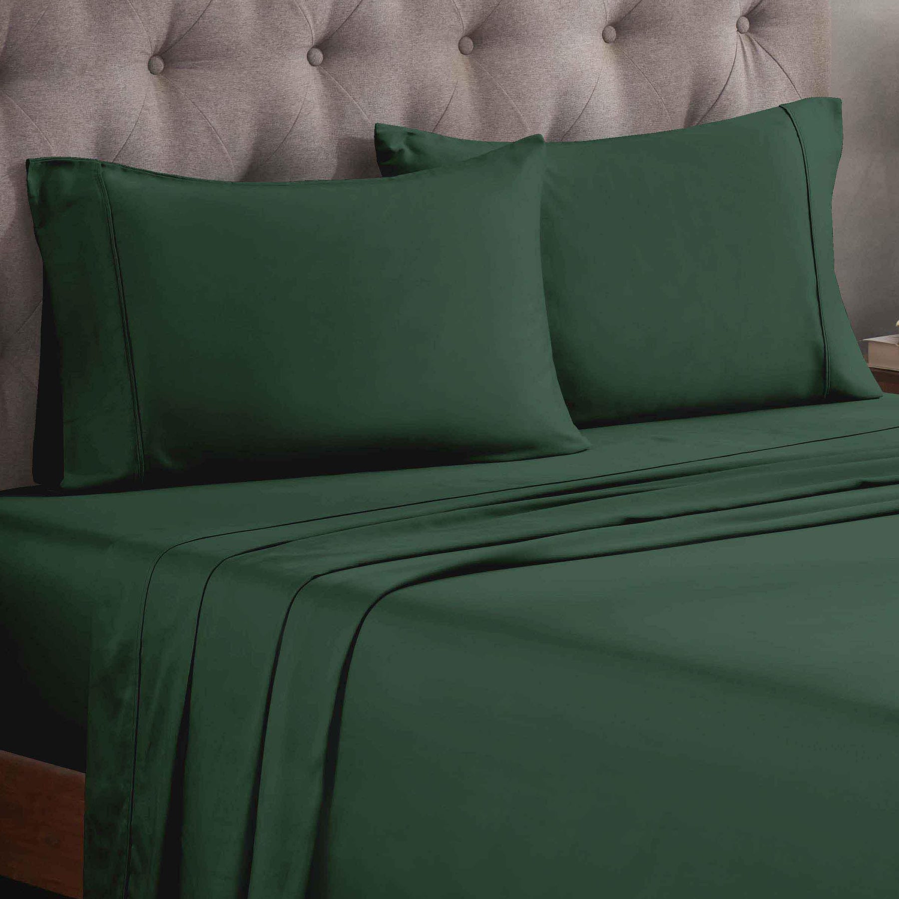 Egyptian Cotton 300 Thread Count Solid Deep Pocket Bed Sheet Set - HunterGreen