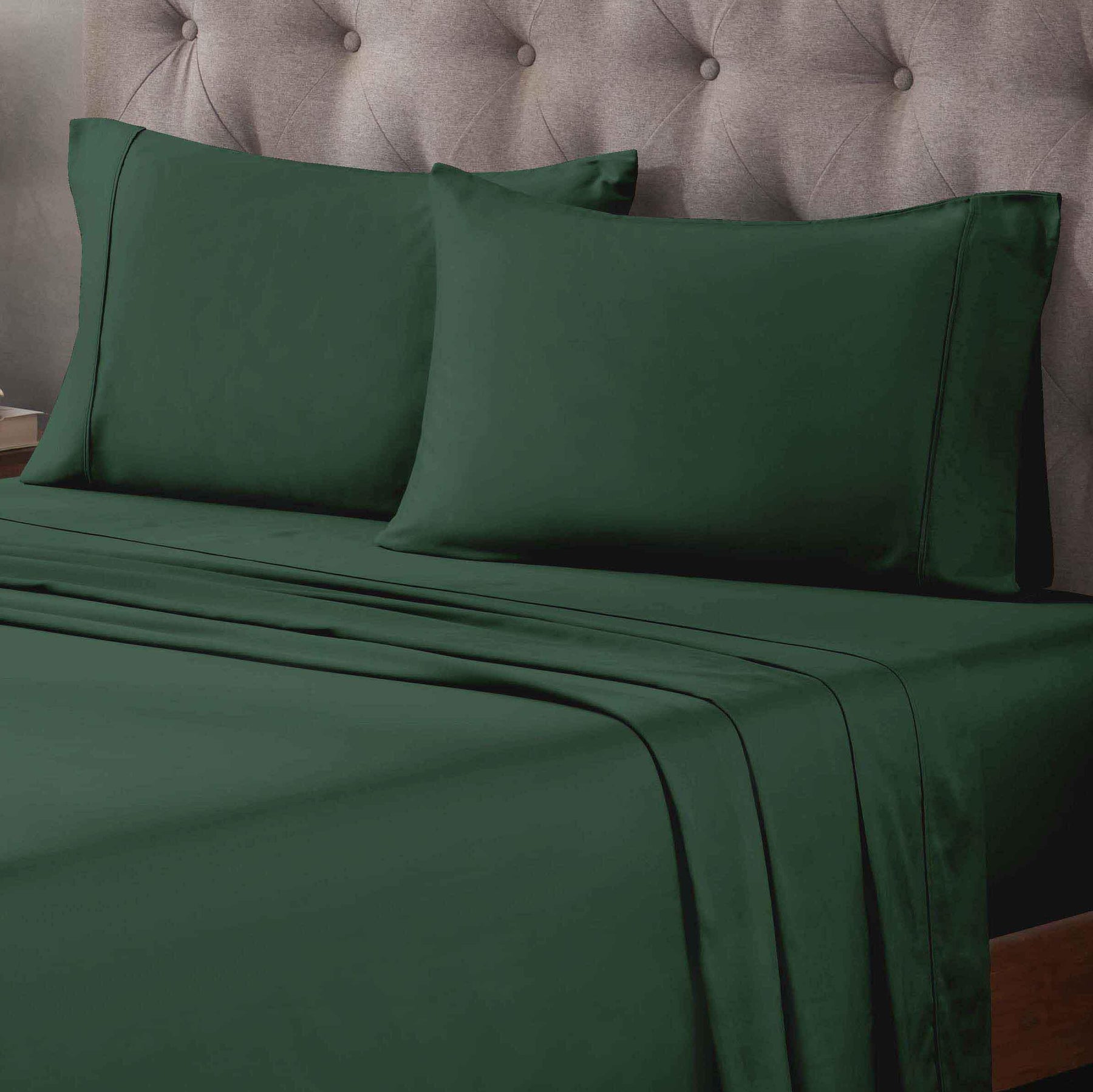 Egyptian Cotton 400 Thread Count Solid Deep Pocket Bed Sheet Set - HunterGreen