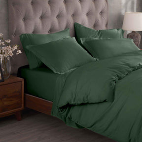 Egyptian Cotton 300 Thread Count Solid Luxury Duvet Cover Set - HunterGreen