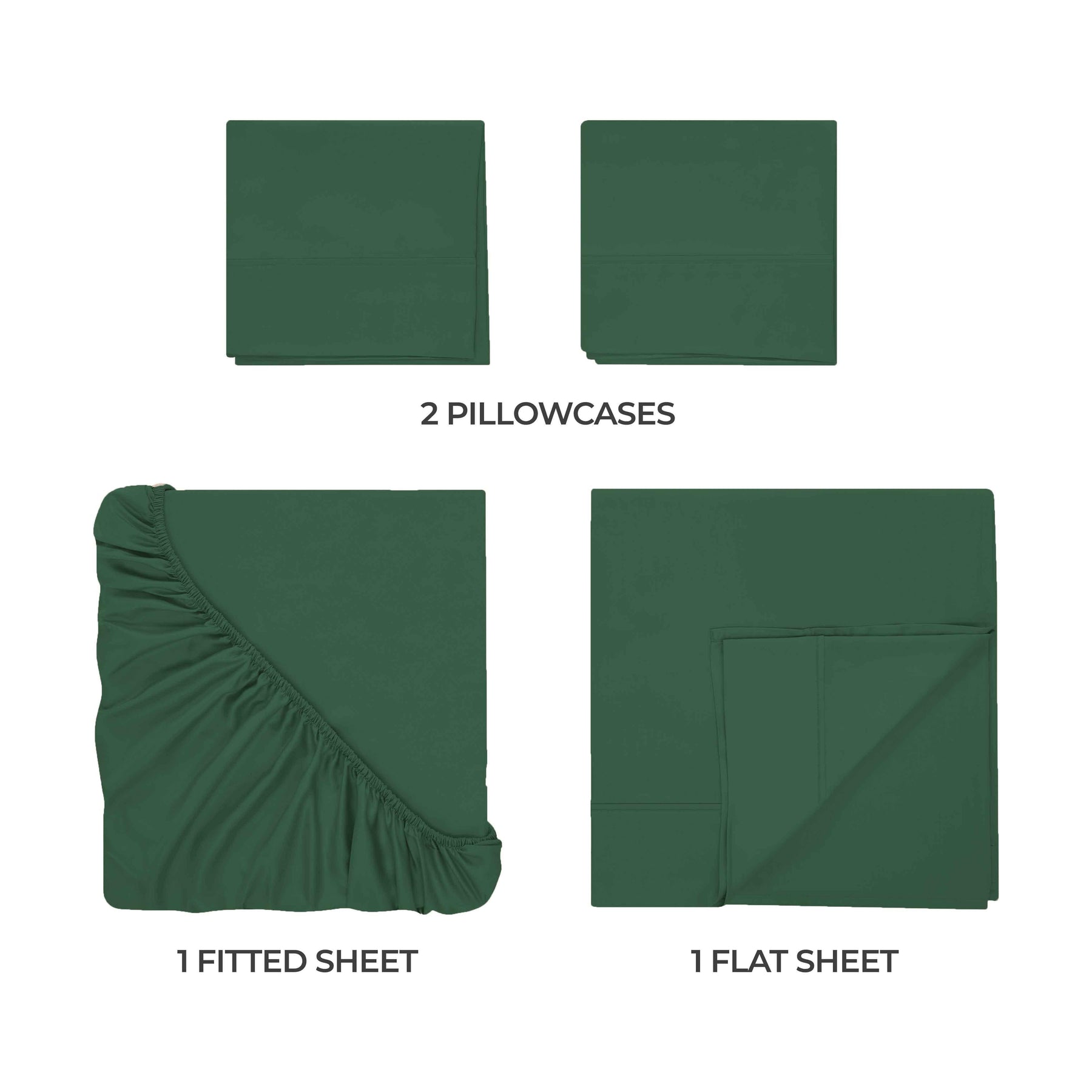 Egyptian Cotton 400 Thread Count Solid Deep Pocket Bed Sheet Set - HunterGreen