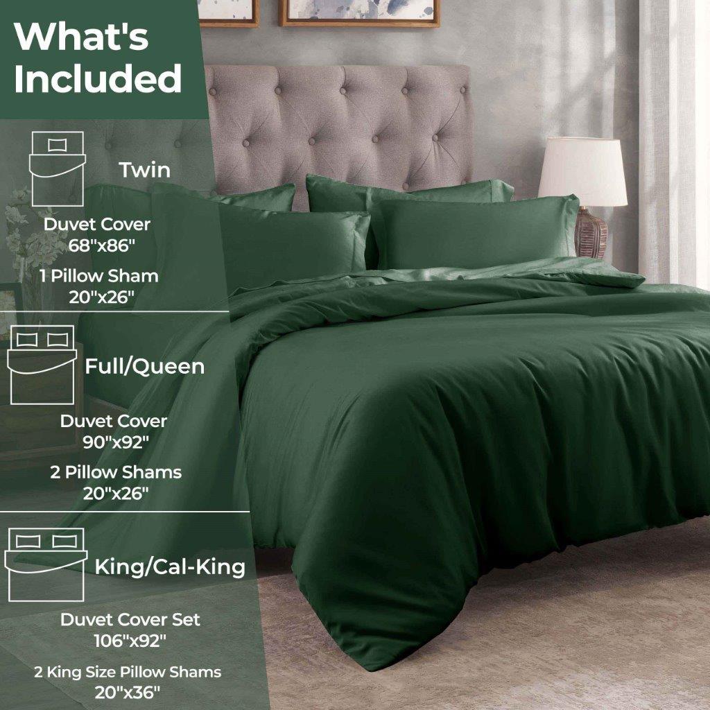 Egyptian Cotton 400 Thread Count Solid Luxury Duvet Cover Set - HunterGreen