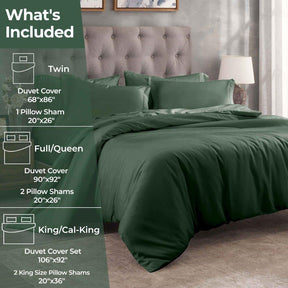 Egyptian Cotton 300 Thread Count Solid Luxury Duvet Cover Set - HunterGreen