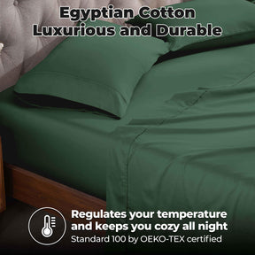 Egyptian Cotton 300 Thread Count Solid Deep Pocket Bed Sheet Set - HunterGreen