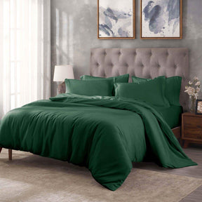 Egyptian Cotton 400 Thread Count Solid Luxury Duvet Cover Set - HunterGreen