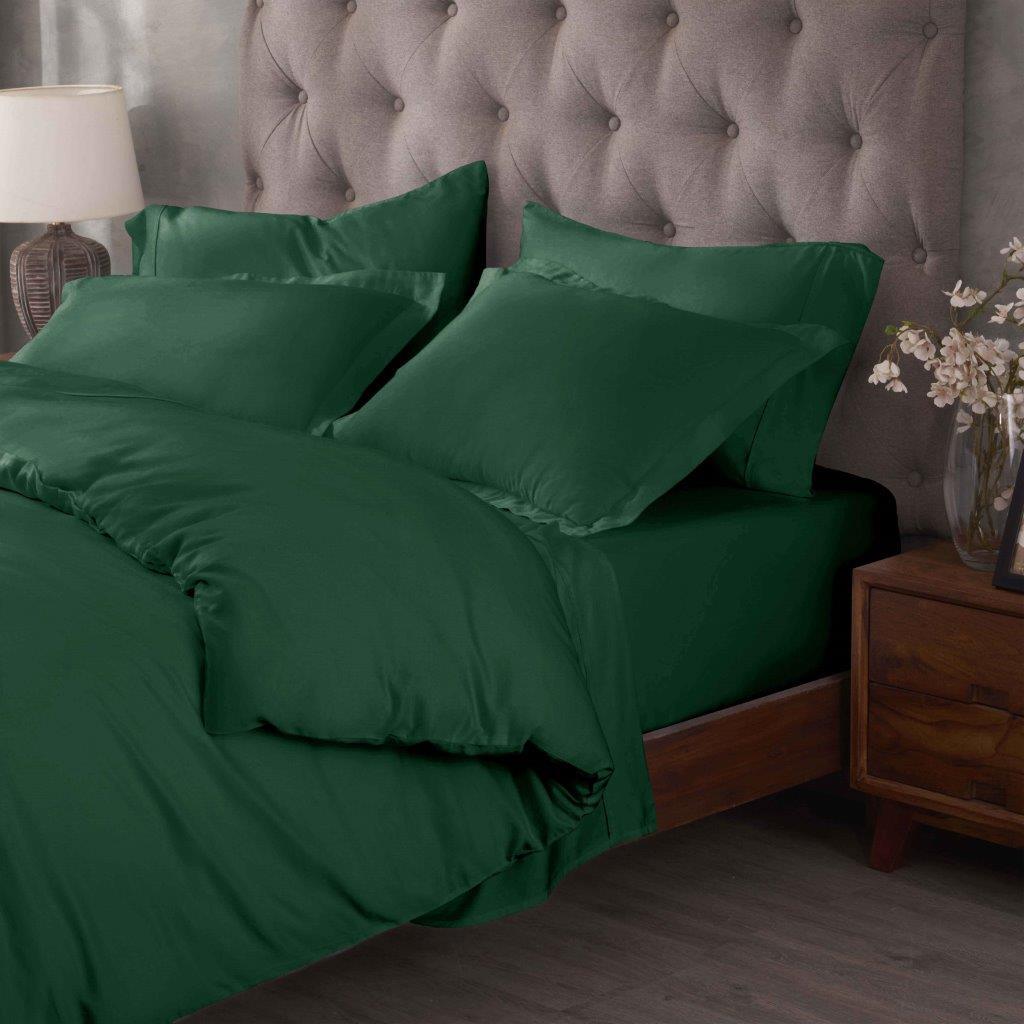 Egyptian Cotton 400 Thread Count Solid Luxury Duvet Cover Set - HunterGreen