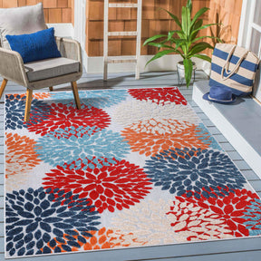 Hydrangea Floral Medallion Indoor Outdoor Area Rug - Rugs by Superior - Superior 