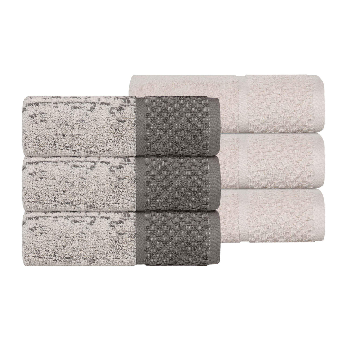 Lodie Cotton Jacquard Solid and Two-Toned Hand Towel Set of 6 - Hand Towel by Superior - Superior 