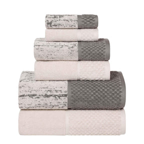 Lodie Cotton Jacquard Solid and Two-Toned 6 Piece Assorted Towel Set - Towel Set by Superior - Superior 