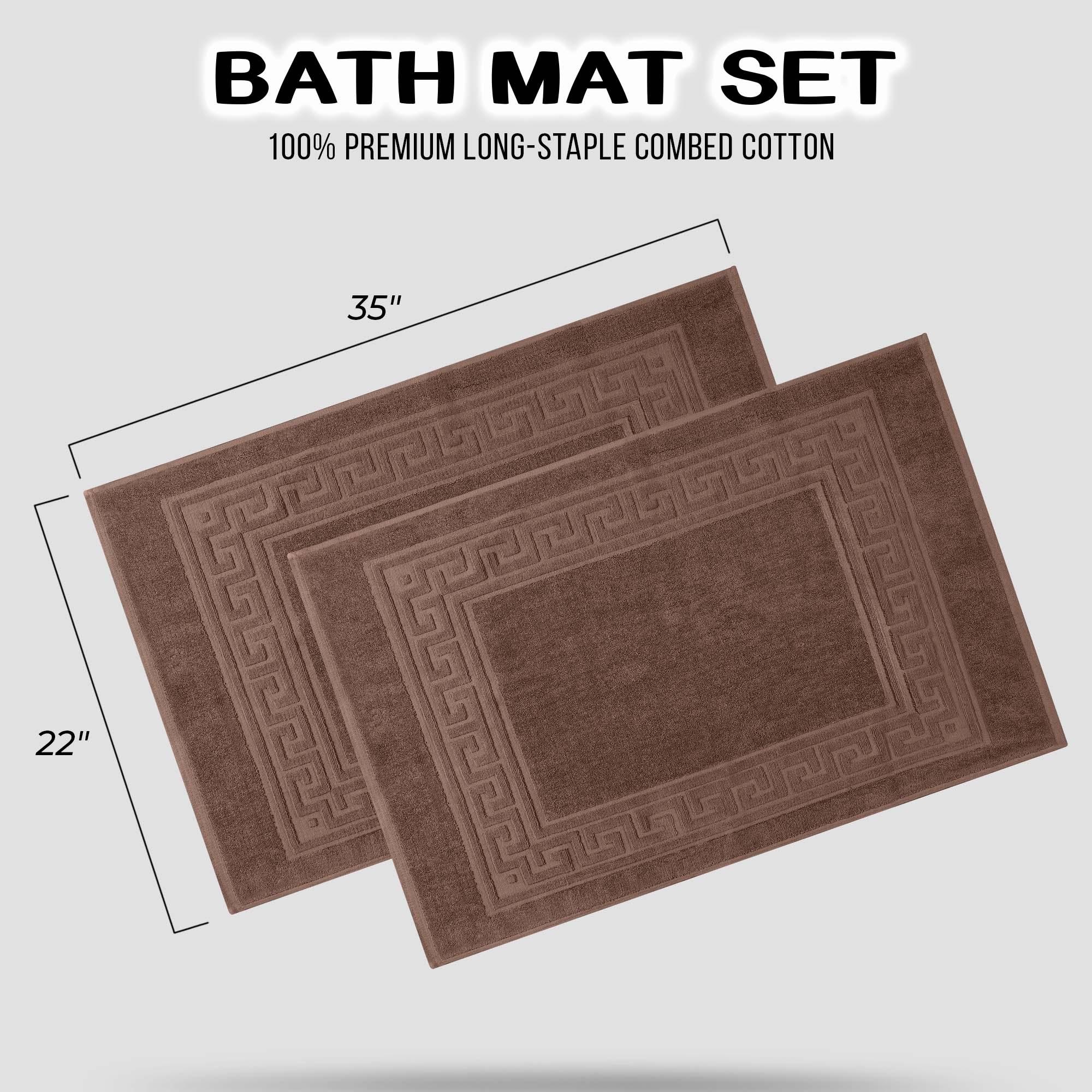 100% Cotton Absorbent Greek Key Border Solid 2 Piece Bath Mat Set - Bath Mats by Superior