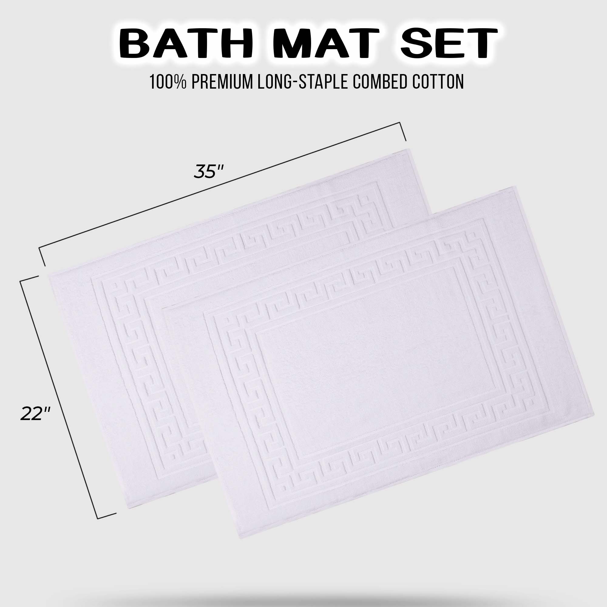 100% Cotton Absorbent Greek Key Border Solid 2 Piece Bath Mat Set - Bath Mats by Superior