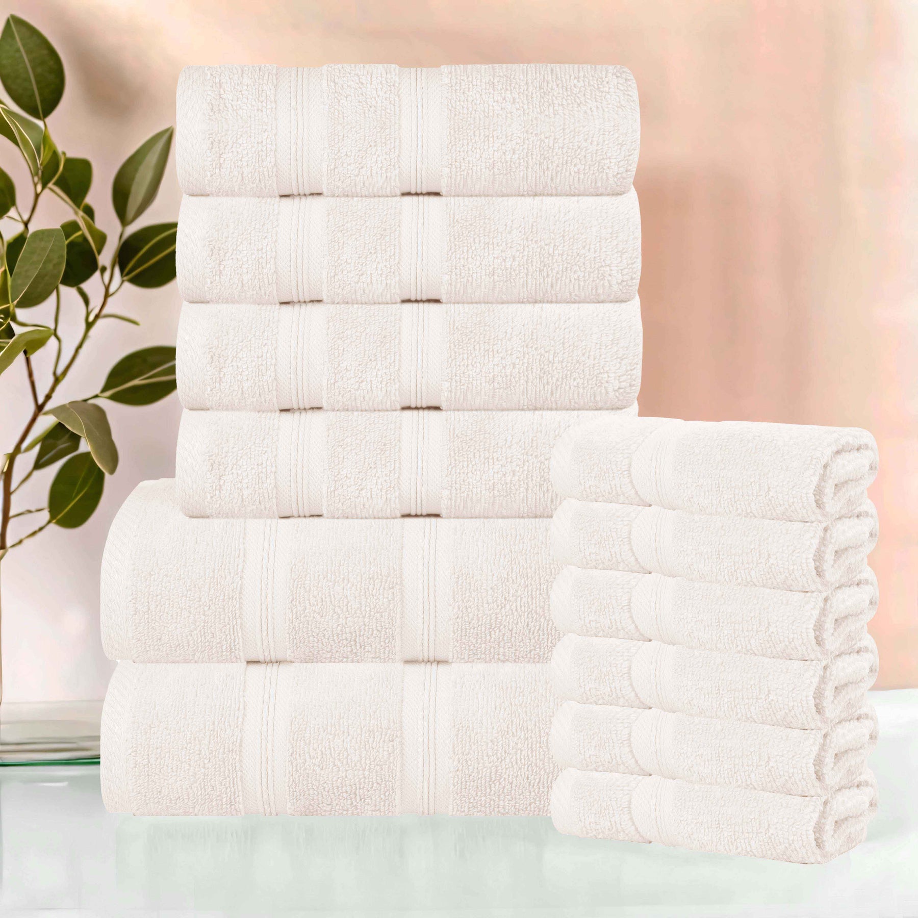 Smart Dry Zero Twist Cotton Medium Weight 12 Piece Assorted Towel Set