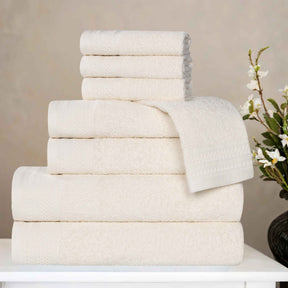 Honeycomb Textured Waffle Border Cotton 8 Piece Towel Set