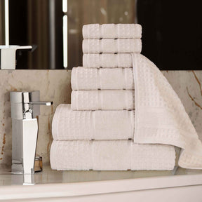 Napa Zero Twist Cotton Solid Waffle Honeycomb 8 Piece Towel Set