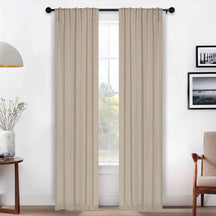 Solid Room Darkening Blackout Curtain Panels, Back Tabs, Set of 2 - Ivory